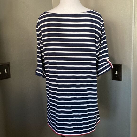 Tommy Hilfiger Striped Boatneck rolled sleeve Shirt navy white - Picture 10 of 12